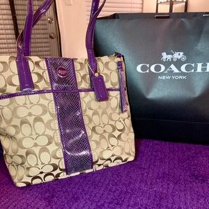 Purple Coach Signature Tote.
